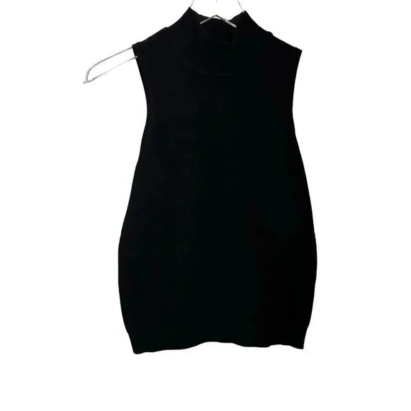 Minnie Rose Black mock turtleneck black knit sleeveless top size small - Picture 6 of 6